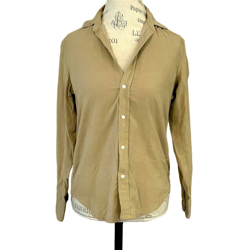 NWOT frank + Eileen corduroy tan light brown button down women’s shirt sz XXS